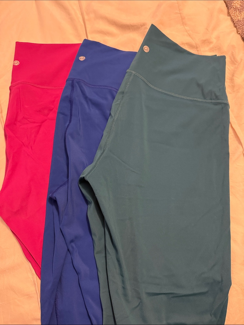 CRZ YOGA High-Waist Leggings Trio in Teal, Royal Blue & Pink